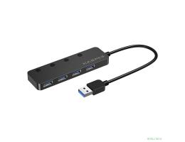 HARPER HUB-04MB Black USB-концентратор, Интерфейс: 4 х USB 3.2, 1 х Micro USB  Переходник: USB 3.0 / Type-C, Скорость передачи данных: до 5 Гб/с, Материал корпуса: Алюминий, Индикатор работы устройств